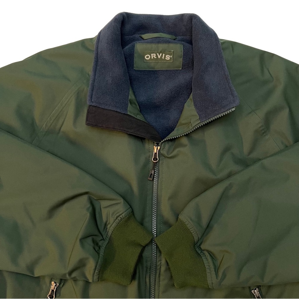 Orvis Men’s Large Bomber Jacket Fleece Lined Insulated Soft Shell Forest Green